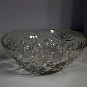 Anchor Hocking Prescut Star of David Serving Bowl 10.5" Vintage EAPC Glass